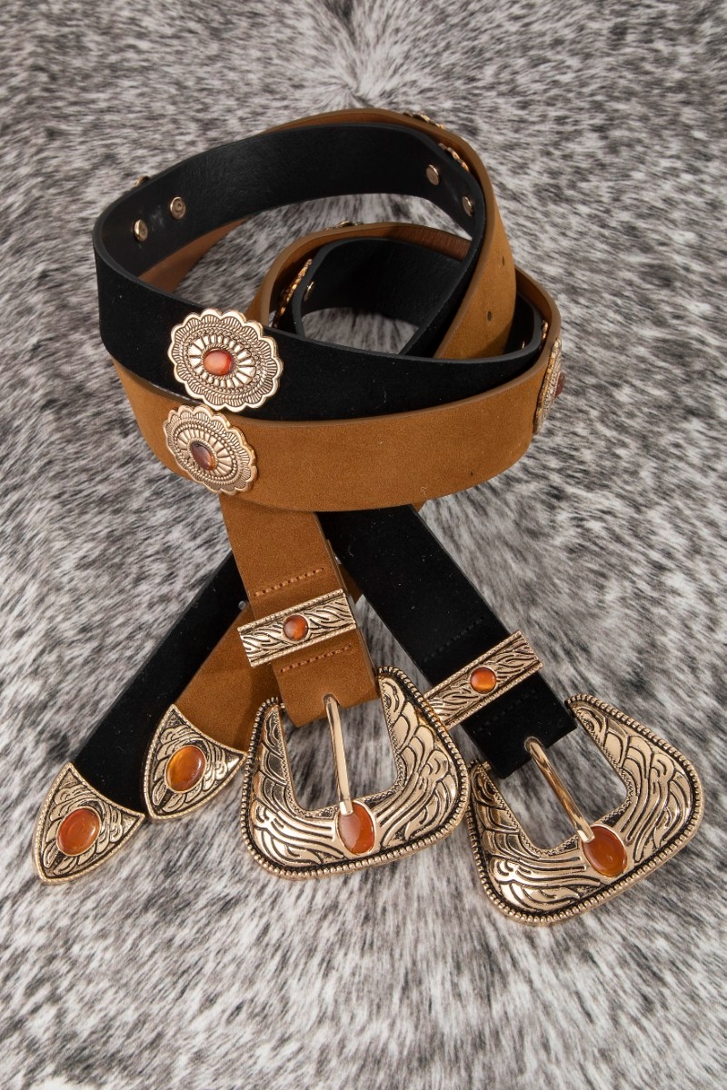Concho Disc Vegan Leather Belt