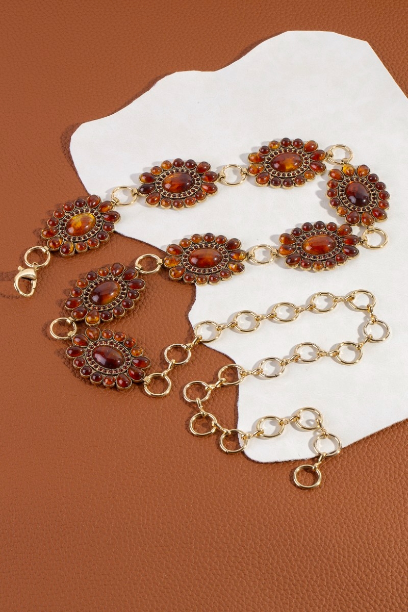 Western Concho Gem Chain Belt