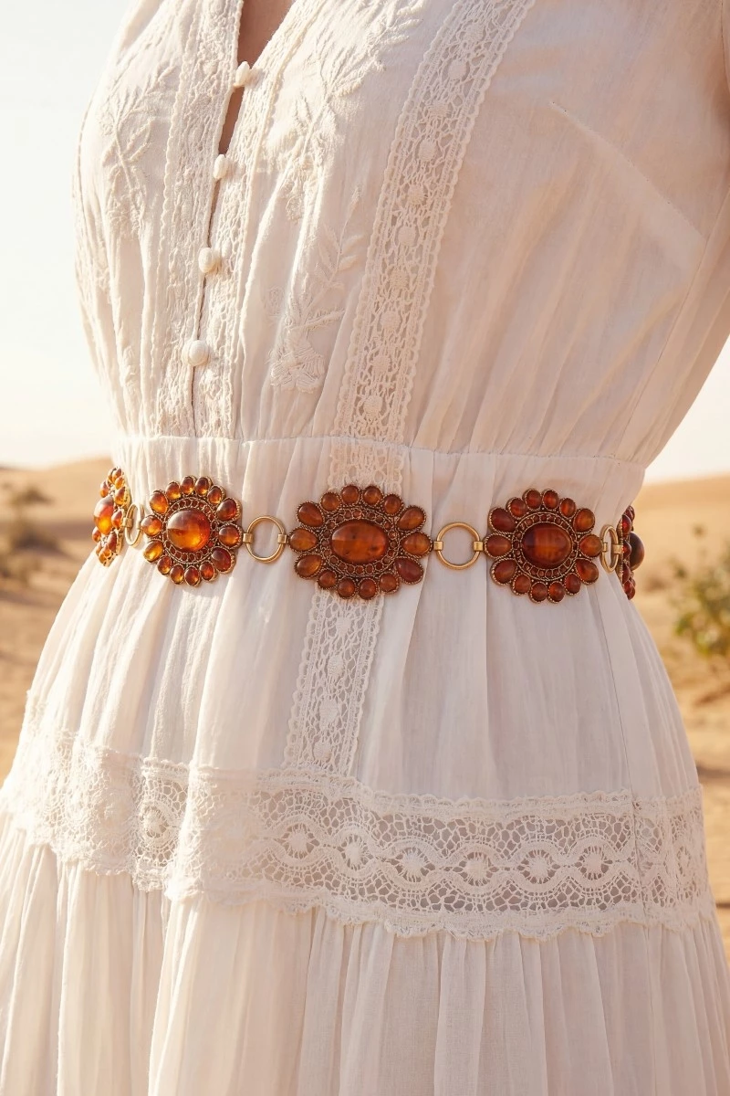 Western Concho Gem Chain Belt