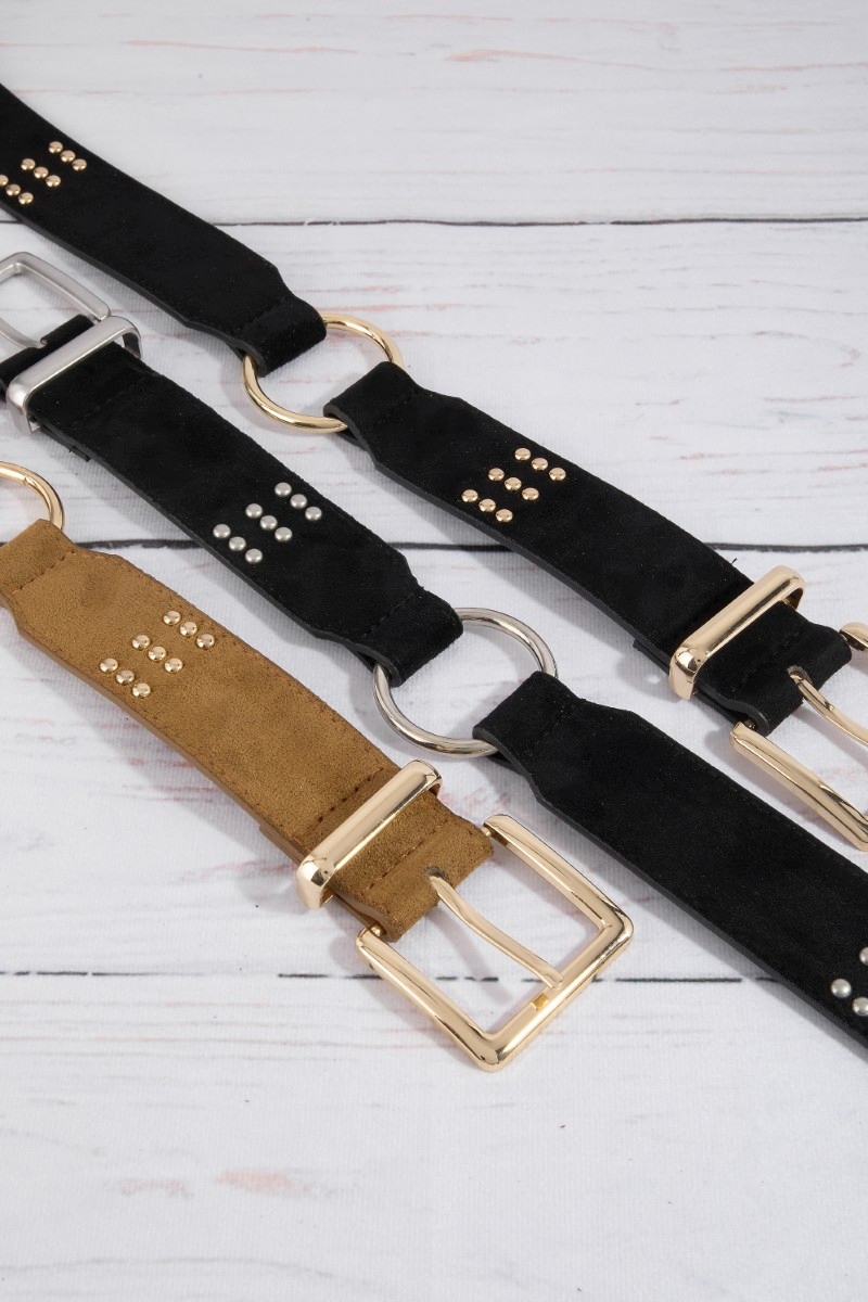 Ring Decor Studded Vegan Leather Belt