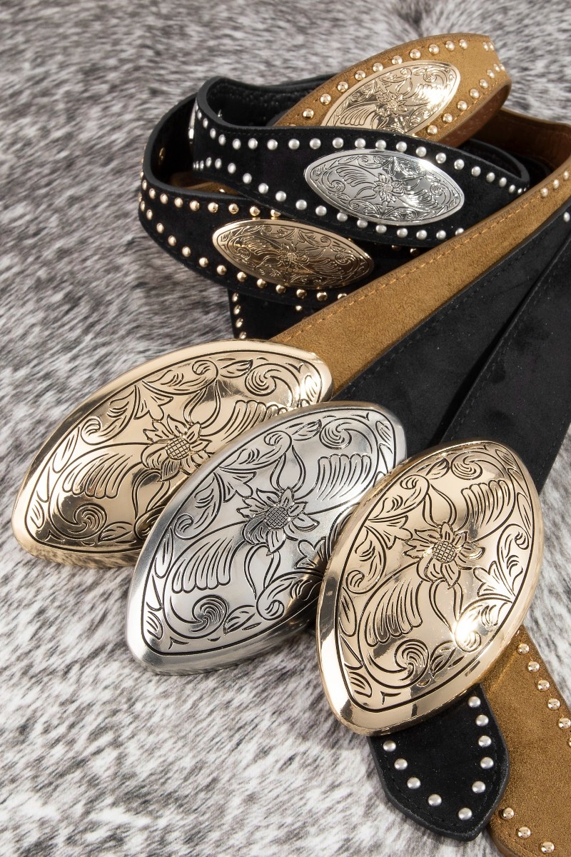 Vegan Leather Western Oval Concho Belt