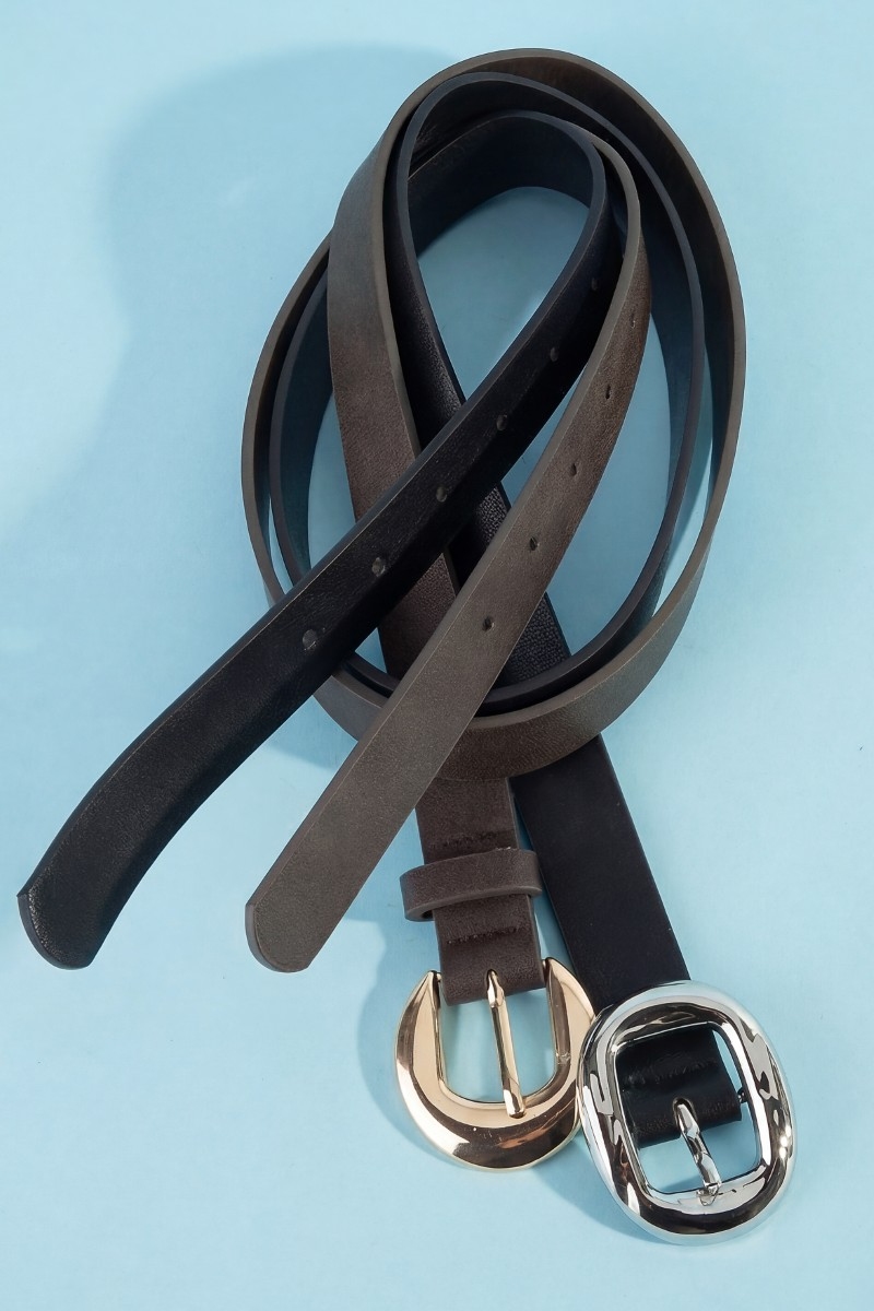 Two Piece Vegan Leather Belt Set