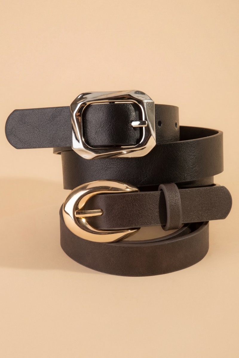 Vegan Leather Belt Set