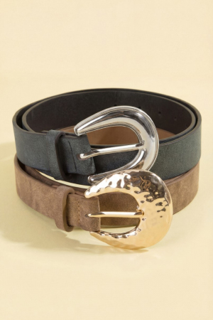 Black And Brown Vegan Leather Belt Set
