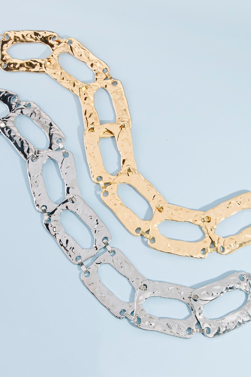 Hammered Rectangle Chain Link Chain Belt