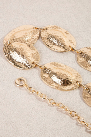 Hammered Metallic Oval Disc Chain Belt