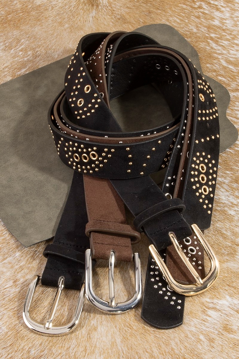 Scattered Studded Vegan Leather Belt