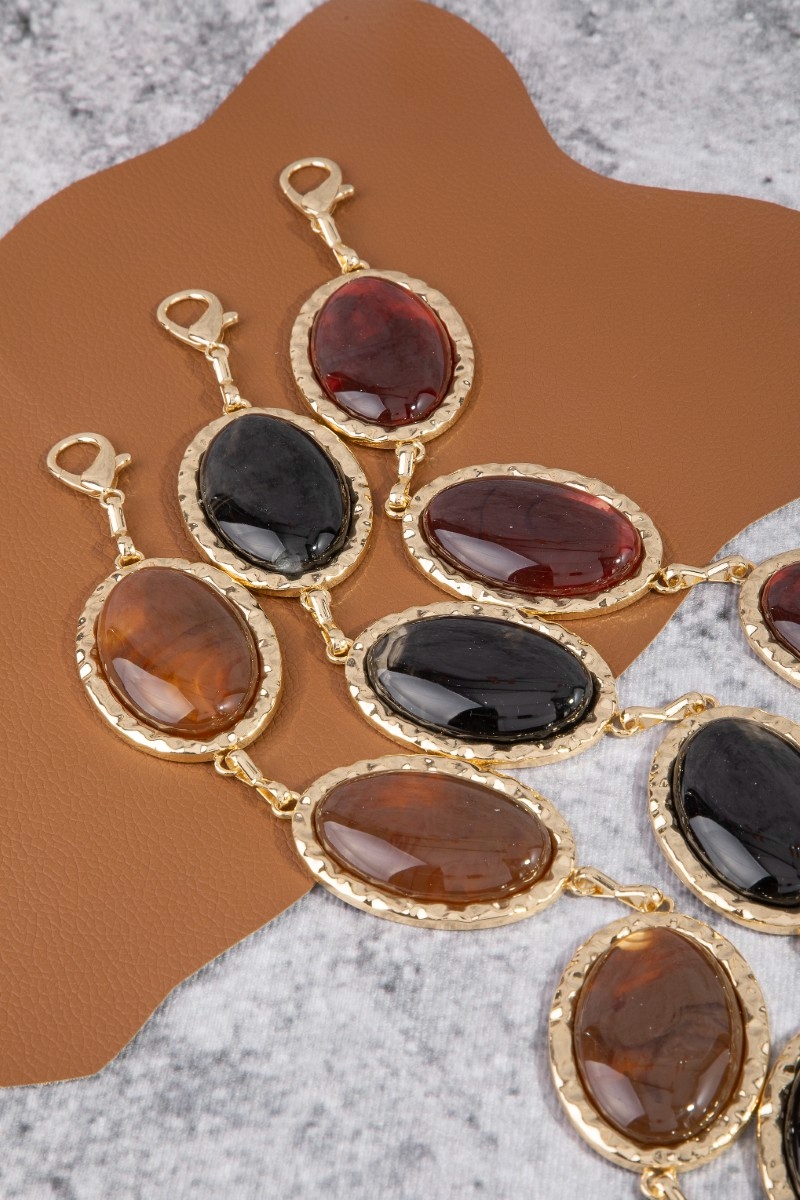 Oval Stone Gold Frame Chain Belt