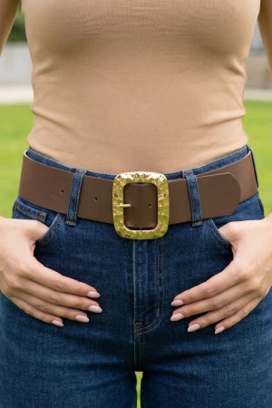 Skinny Square Buckle Vegan Leather Belt