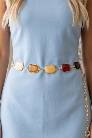 Marble Stone Gold Chain Belt