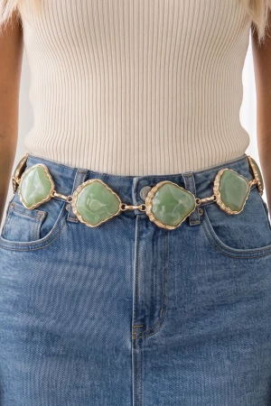 Chunky Marbled Stone Link Chain Belt