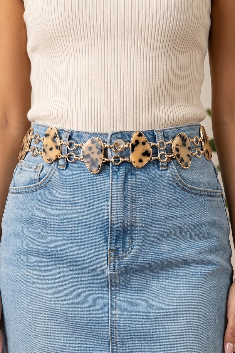 Marbled Tortoise Stone Chain Belt