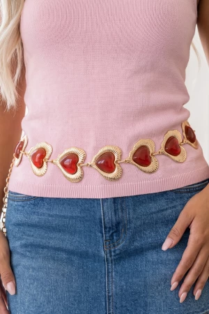Heart Stone Gold Chain Belt