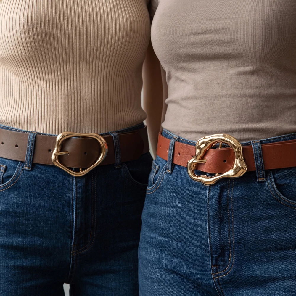 Wide Two Piece Vegan Leather Belt Set