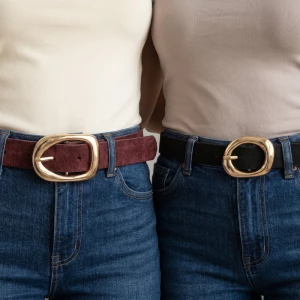 Slim Two Piece Vegan Leather Belt Set