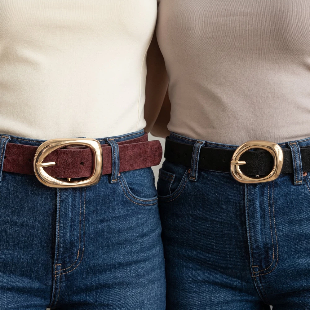 Slim Two Piece Vegan Leather Belt Set