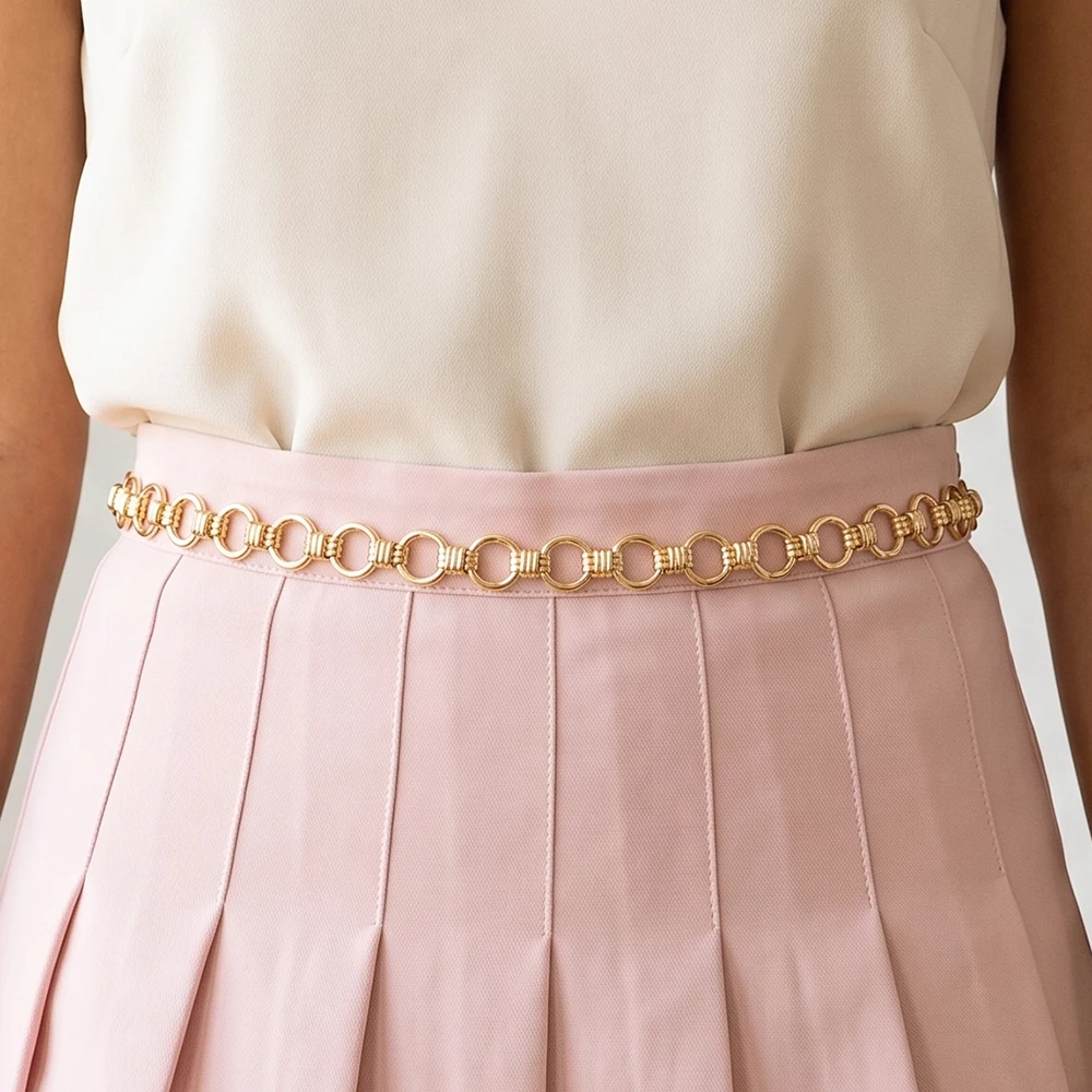 Ribbed Connector Ring Link Chain Belt