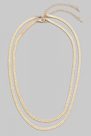Layered Herringbone Classic Chain Necklace