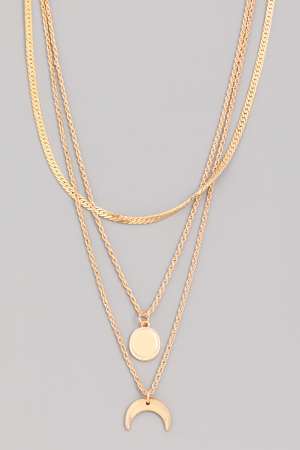 Layered Sun Moon Pendant Necklace