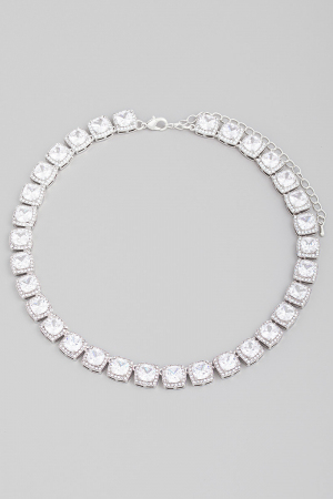 Square Rhinestone Link Choker Necklace
