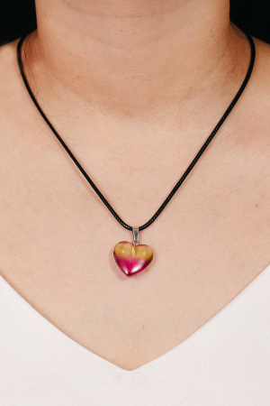 Clear Pink Heart Pendant Necklace