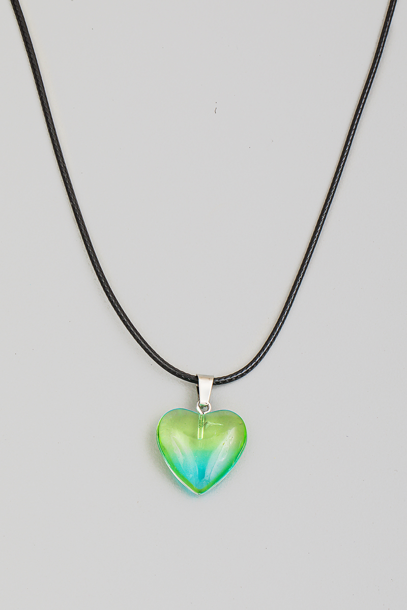 Green Resin Heart Pendant Necklace