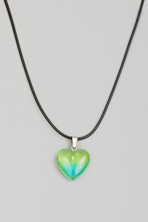 Green Resin Heart Pendant Necklace