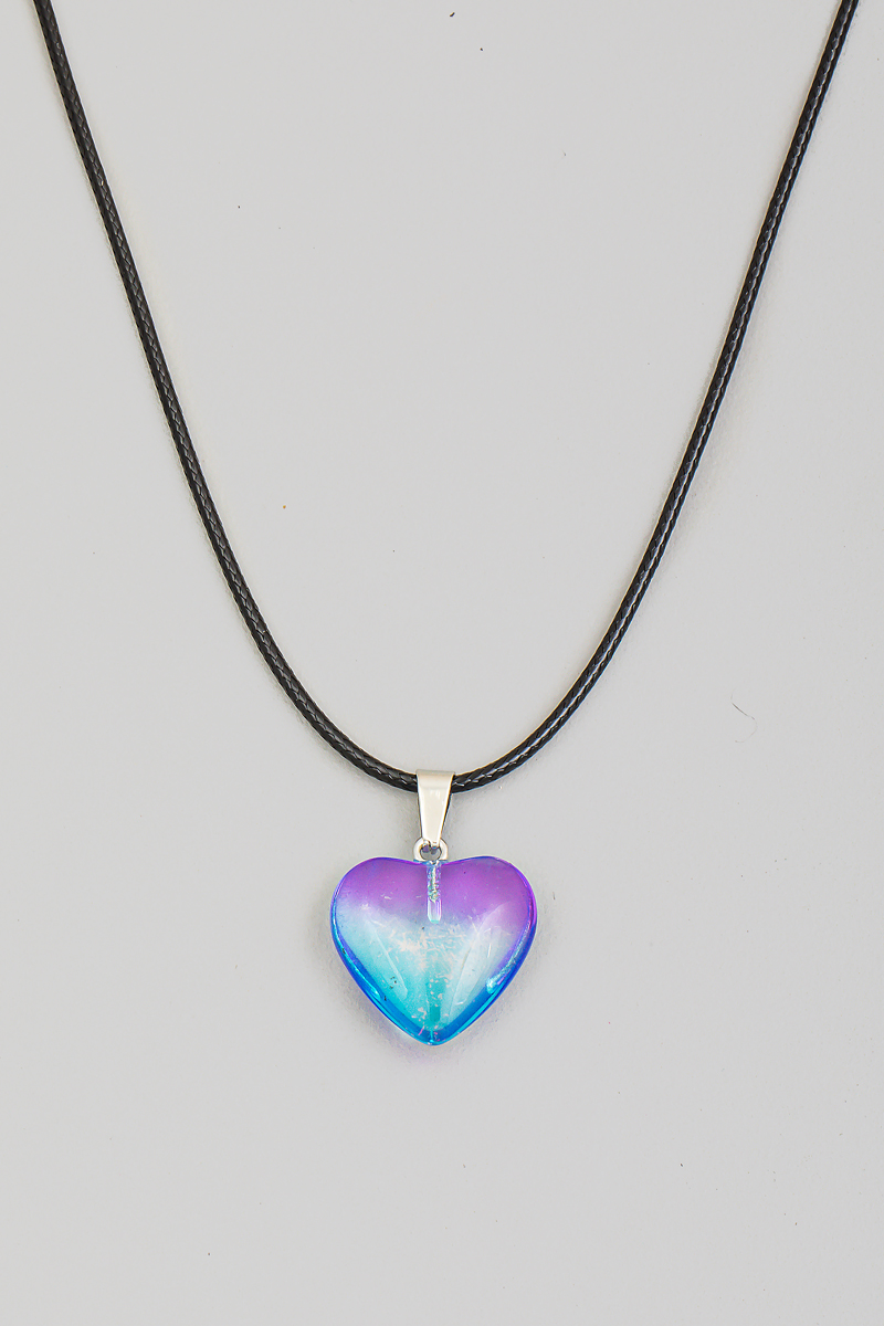 Blue Purple Heart Pendant Necklace