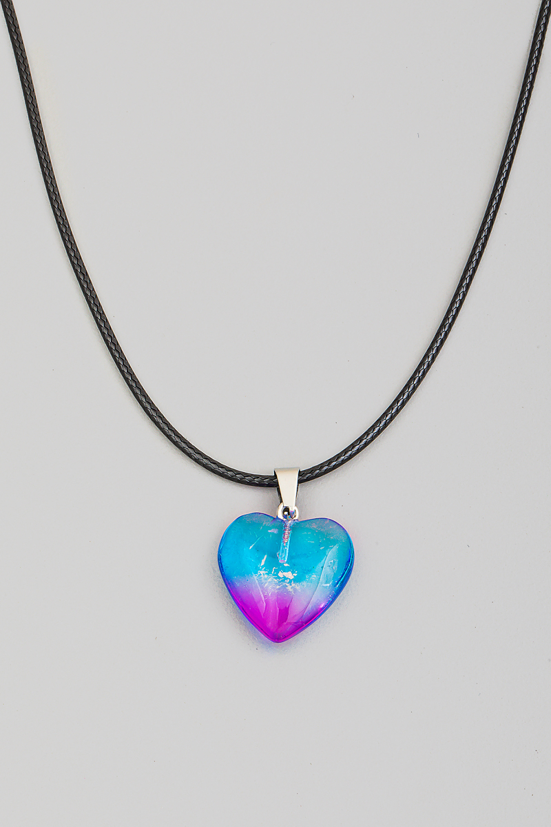 Blue Purple Heart Pendant Necklace