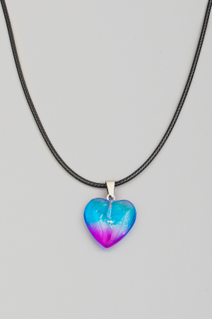 Blue Purple Resin Heart Pendant Necklace