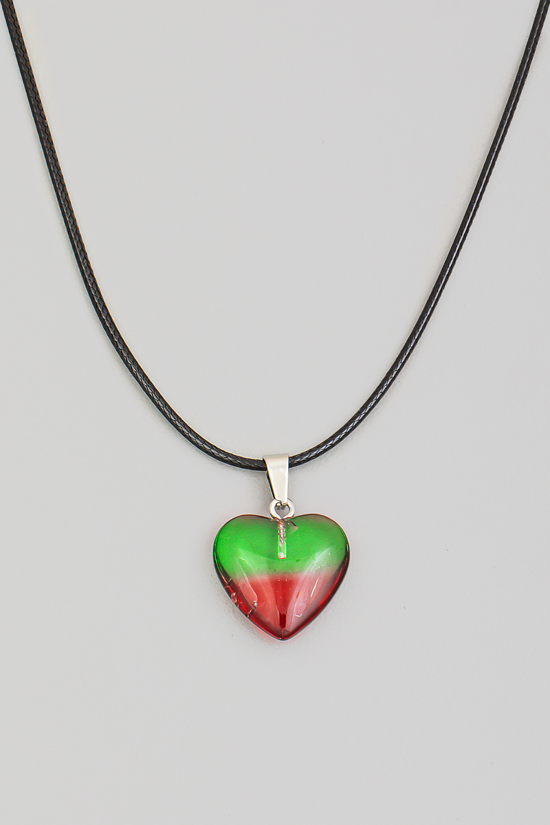 Green Red Resin Heart Necklace