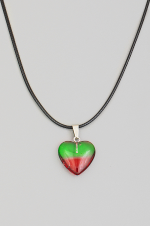 Green Red Resin Heart Pendant Necklace