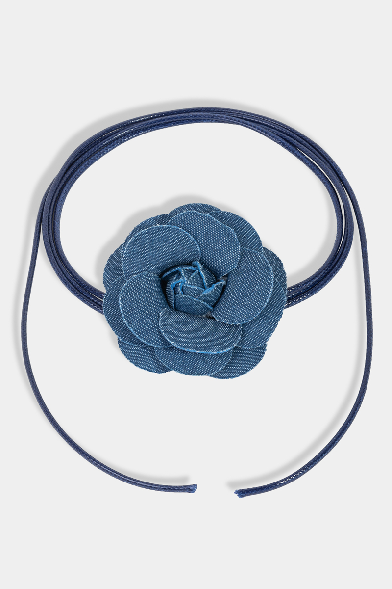 Flower Denim Choker Necklace