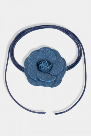 Flower Denim Choker Necklace