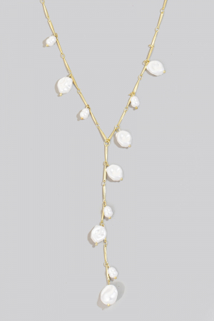 Pearl Charms Dainty Y Chain Necklace