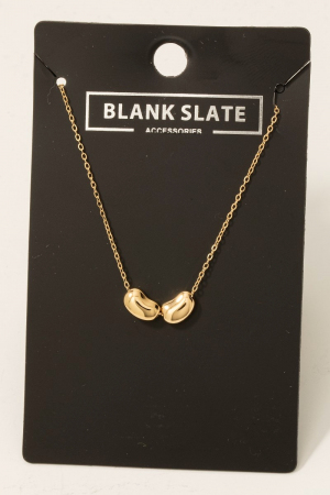 Double Metallic Bean Charms Chain Necklace