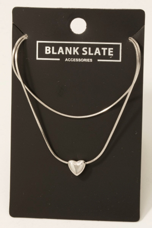 Heart Pendant Layered Box Chain Necklace