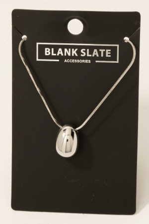 Simple Metallic Oval Pendant Necklace