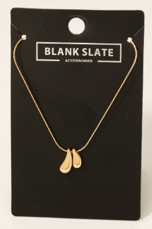 Double Dainty Metallic Tear Pendant Necklace