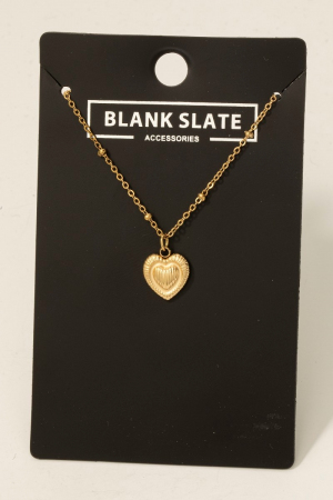 Stainless Steel Textured Heart Pendant Necklace