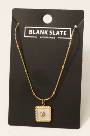 Stainless Steel North Star Square Pendant Necklace