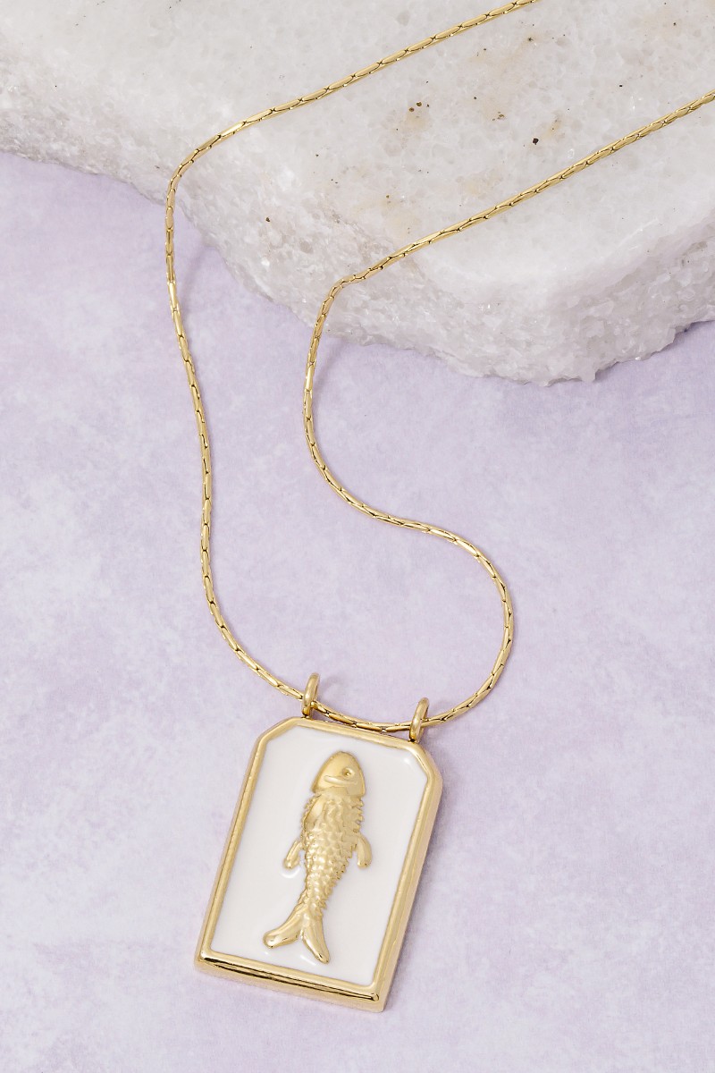 Stainless Steel Enamel Fish Pendant Necklace