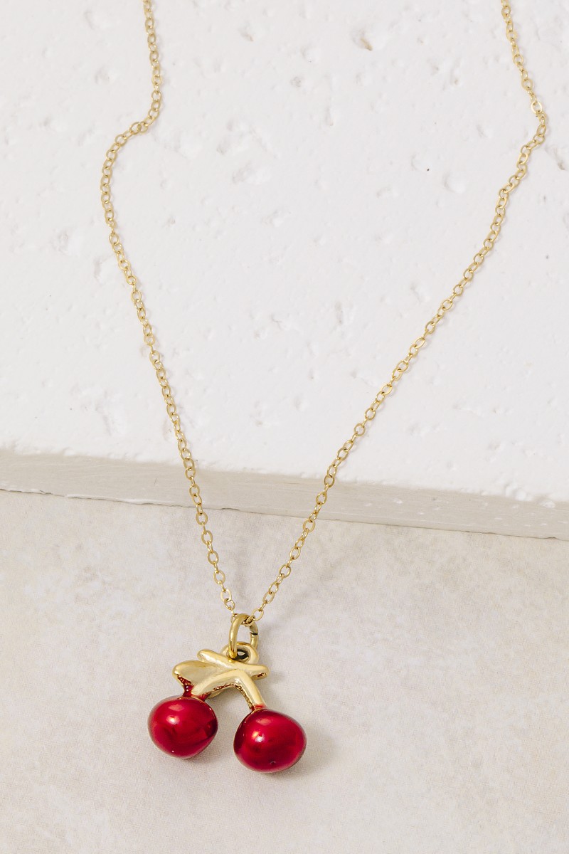 Stainless Steel Cherry Fruit Pendant Necklace