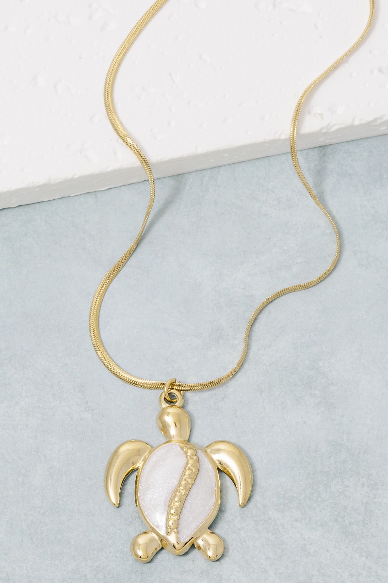 Stainless Steel Turtle Pendant Snake Chain Necklace