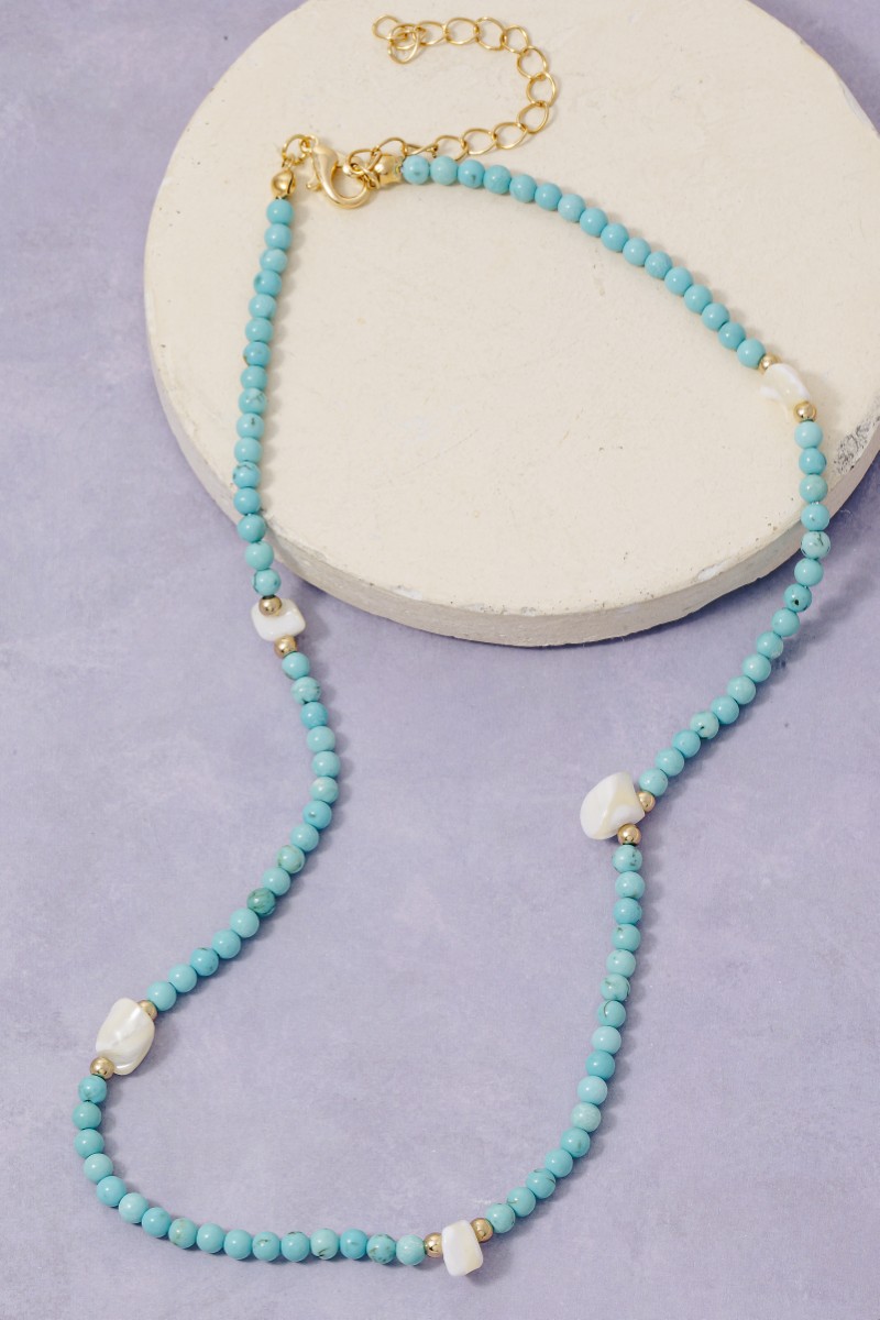 Station Shells Turquoise Beaded Necklace