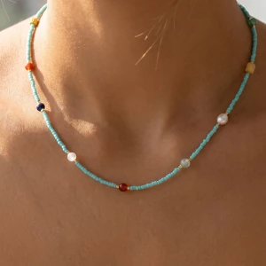 Seed Beaded Bead Station Necklace