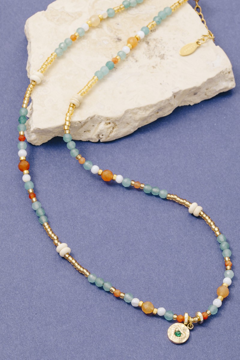 Heart Pendent Multi Beaded Necklace