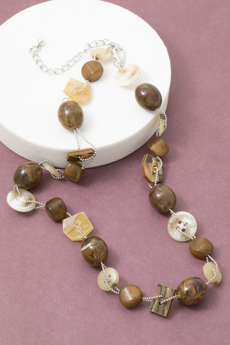 Assorted Geometric Button Beaded Necklace