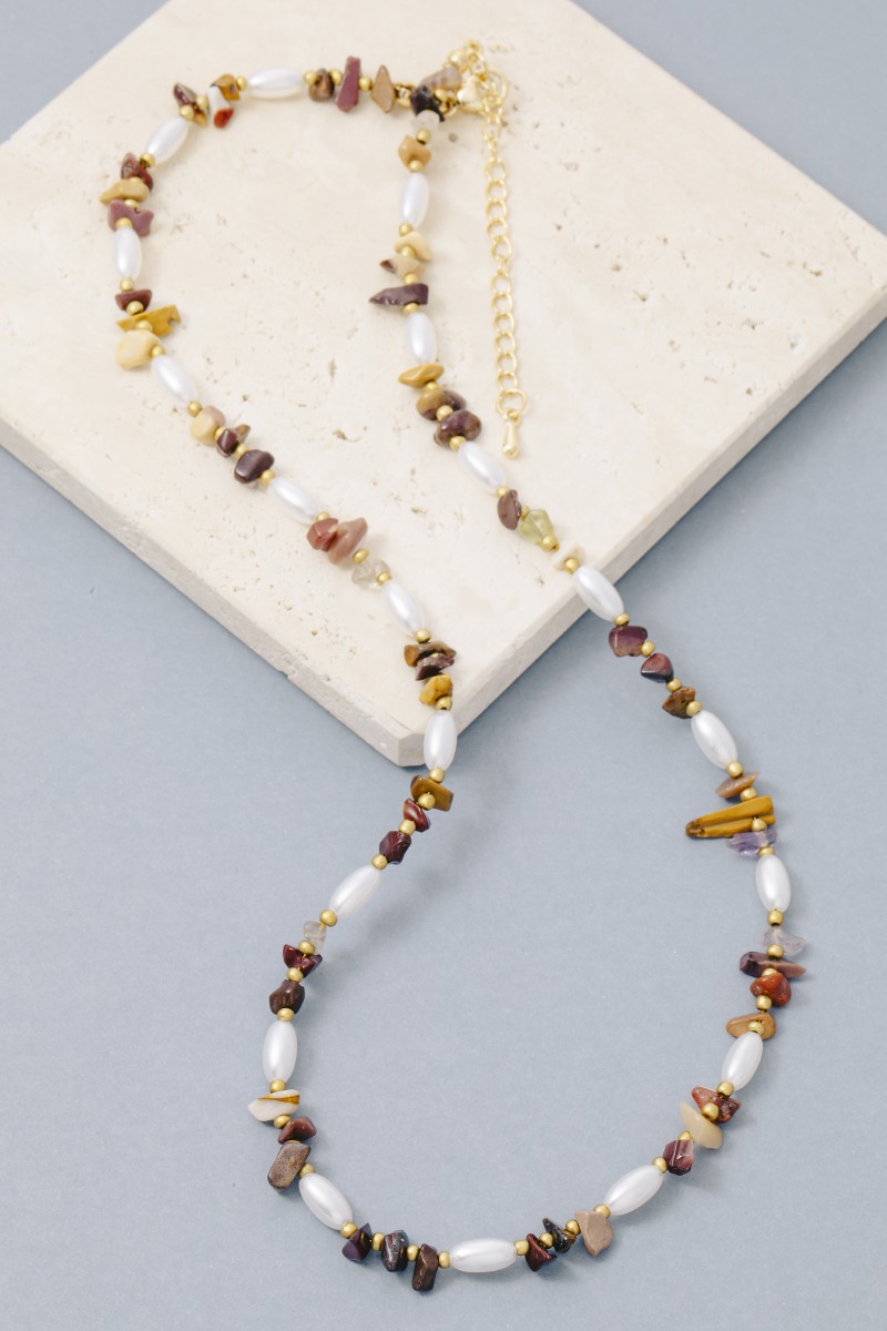 Assorted Stone And Beads Necklace
