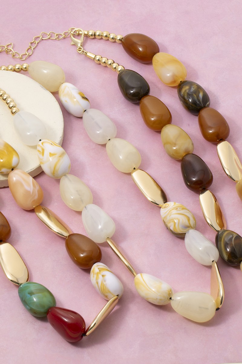 Metal And Resin Stone Necklace